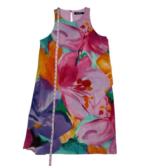 Lauren Ralph Lauren Floral Watercolor Overlay Crepe Shift Dress Size 2 Petite - Picture 11 of 11